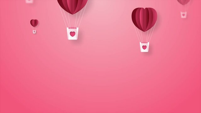pink balloon in the shape of heart on pink background, 4K motion