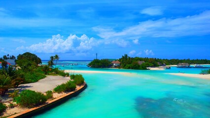 Fototapeta premium Kuda Huraa Island - Maldives - Aerial view of the beautiful island world