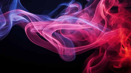  a close up of a red and blue smoke on a black background with a red and blue smoke trail in the foreground. - obrazy, fototapety, plakaty