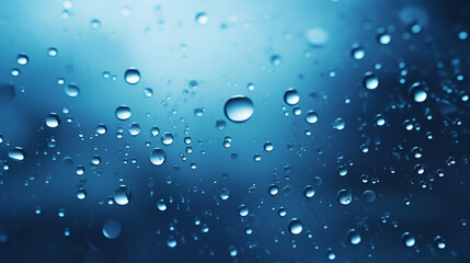 Water drops on a blue background. ai generative