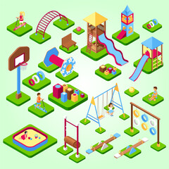 playground images set amusement isometric 3d joy kindergarten