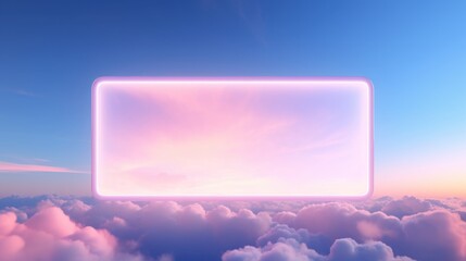  an image of a sky with clouds and a square sign in the middle of the sky with a sky background.