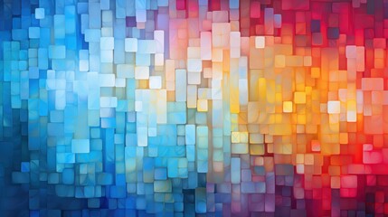  a multicolored abstract background of squares and rectangles in blue, red, yellow, and orange. - obrazy, fototapety, plakaty