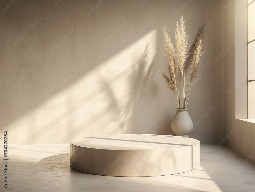 Poster 3d illustration of empty podium backdrop for product display. abstract minimal scene for merchandise