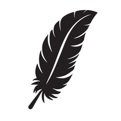 A black silhouette of black feather icons isolated, Clipart on a white Background, Simple and Clean design, simplistic