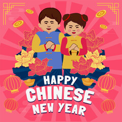 happy chinese new year festival greeting card template