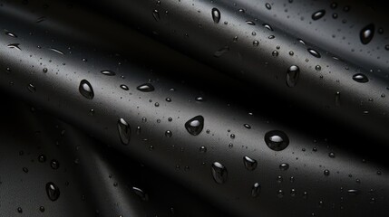 Waterproof black tablecloth with water drops