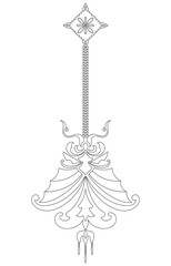 Carpet components. black stripes. rug Oriental ornament with floral motifs. Indian design element for henna tattoo, adult coloring book, greeting card, wedding invitation or spa beauty flyer.