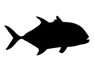 Giant Trevally Fish silhouette vector art white background