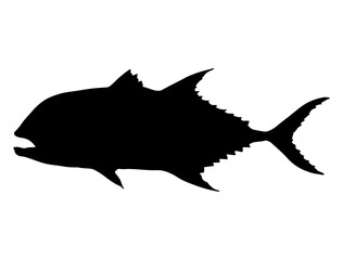 Giant Trevally Fish silhouette vector art white background