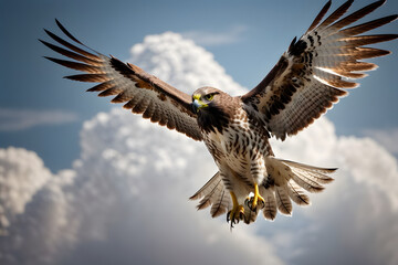 Fototapeta premium A close up of an elegant hawk flying over the sky