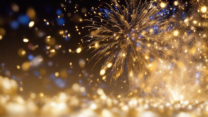 Obraz premium Fireworks and bokeh on abstract background to celebration of holiday place for text
