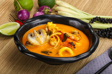 Thai Tom Yum soup with seafood