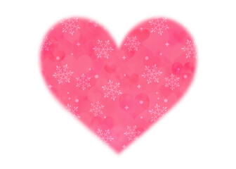 ハート　赤　水彩　素材　シンプル　飾り　雪の結晶の柄　冬イメージ　高級感　エレガント　あしらい　見出し　白バック