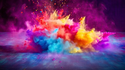 Holi Festival background, copy space - generative ai