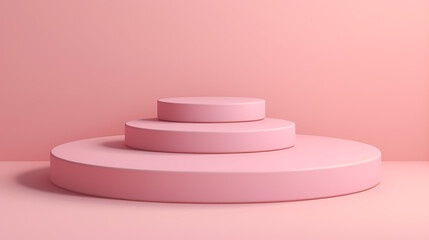 blank pink product podium pedestals isolated on pink background