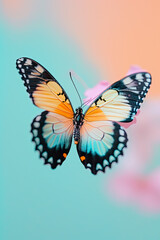 Fototapeta premium Isolated butterfly on colorful background