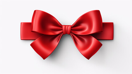 red gift ribbon bow isolated on white background 3d rendering