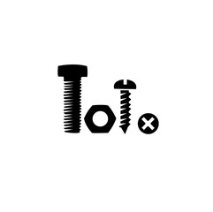 screw bolt with nut silhouette icon vector