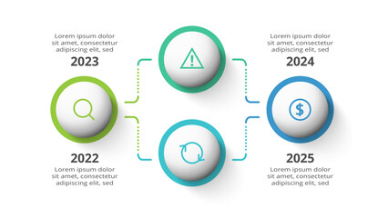 Timeline with 4 elements, infographic template for web, business, presentations, vector illustration