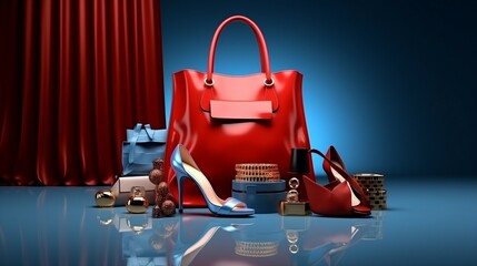 Stylish Lipstick, High Heels, and Trendy Bag - Glamourous Fashion Accessories for Modern Women's Lifestyle