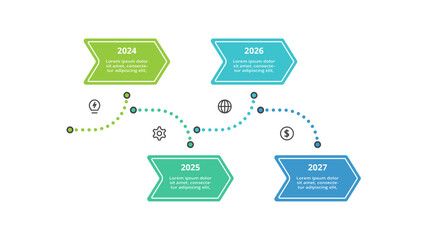 Timeline with 4 elements, infographic template for web, business, presentations, vector illustration