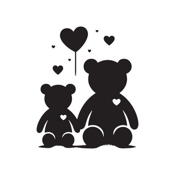 Illuminated Love: Valentine Day Teddy Bear Silhouette Radiates Affection and Warmth, Enhancing the Emotional Tone of Your Creative Projects - Silhouette Teddy Bear Valentine Day
