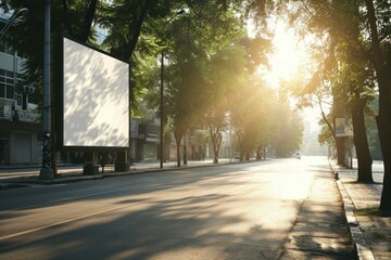 Large blank billboard on a street wall, banners with room to add your own text