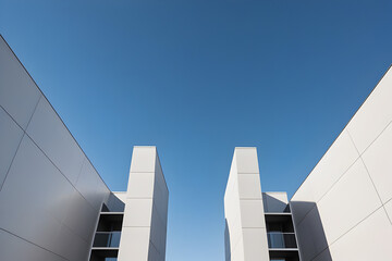 Fototapeta premium minimal modern geometric architectural forms. building with sky