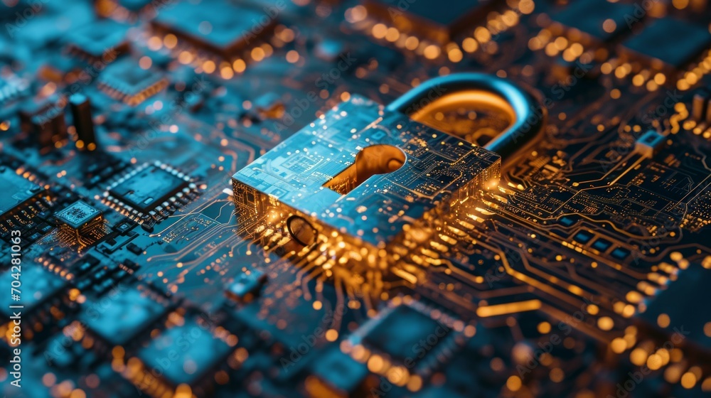 Poster access control. fingerprint security. cybersecurity and information technology. blue, red background