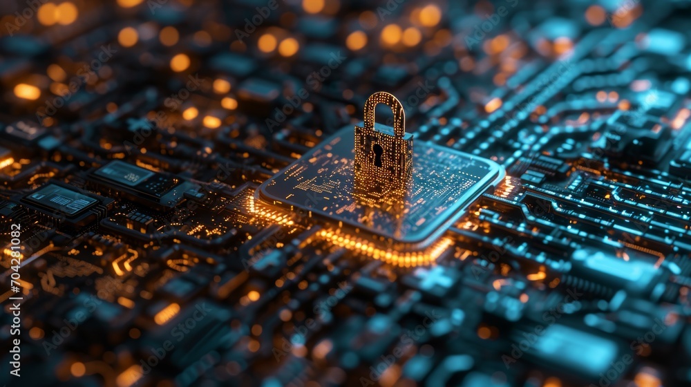 Poster access control. fingerprint security. cybersecurity and information technology. blue, red background