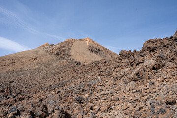 View of Peak of mount Teide from Mirador del Teide, Teide National Park, Tenerife, Canary Islands, Spain