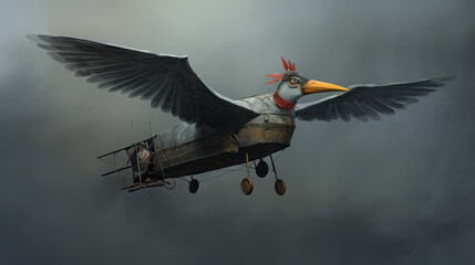 Mixture of bird and airplane, cartoon style