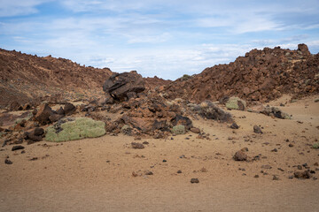 Minas de San Jose desert landscape and rock formations in Teide National Park Tenerife, Spain