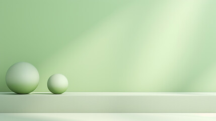 empty light green pastel background with shadows 3d rendering