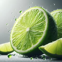 Fresh citrus fruits slices. Orange grapefruit lemon lime top view isolated realistic.