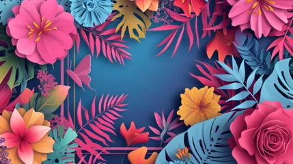 Wandaufkleber Natural Artwork Beautiful Floral Frames, Spring blossom, and Modern paper Decorations. Generative AI  © Malaika