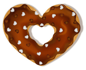 Chocolate Glazed Heart Shaped Donut 