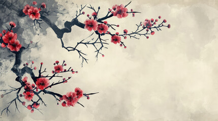 sakura tree branches on background