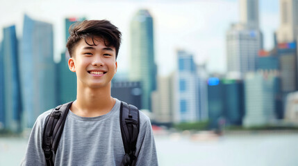 Asian teen in Singapore