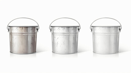 Set of open metal can or buckets of paint