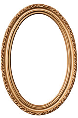 Antique round oval gold picture frame, isolated on a transparent background. Design element, mock up