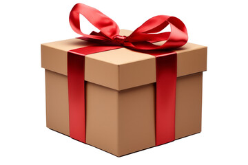 A Gift box with red ribbon, isolated on a transparent background