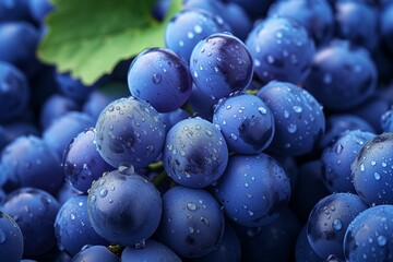 A close-up of the blue grapes