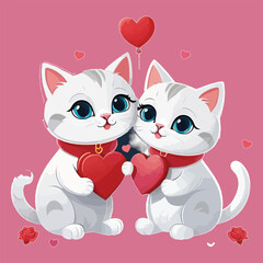 clip art, vector of cute animal celebrate valentine day
