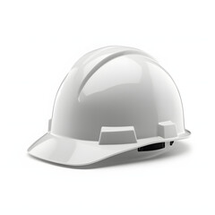 Realistic white safety helmet on white background.