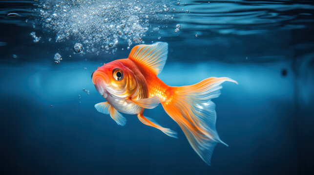 gold fish in blue water