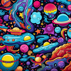 Obraz premium Vibrant Cartoon Cosmic