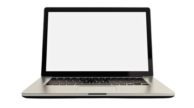 Laptop mockup on transparent background, with blank screen, empty space for your design or image, aluminum frame 