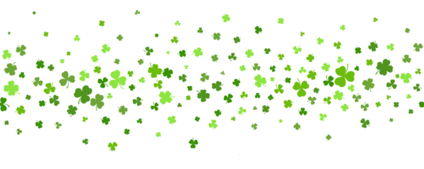 Foto op Canvas Shamrock clover background. St. Patrick day green leaves border. Celtic spring party design. Floral flying confetti for banner and poster. Vector © Chorna_L